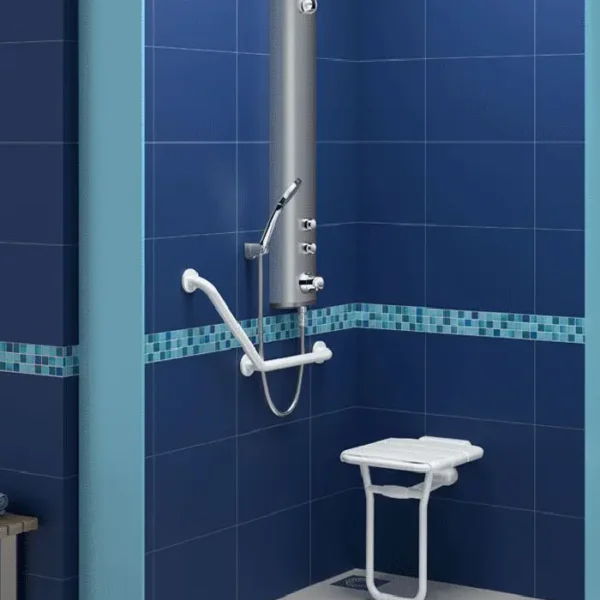 Siège de douche rabattable avec pied en aluminium