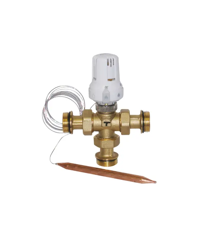 Vanne mélangeuse à trois voies avec sonde capillaire thermostatique