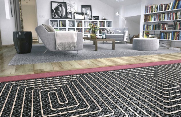 Chauffage au sol dans un salon