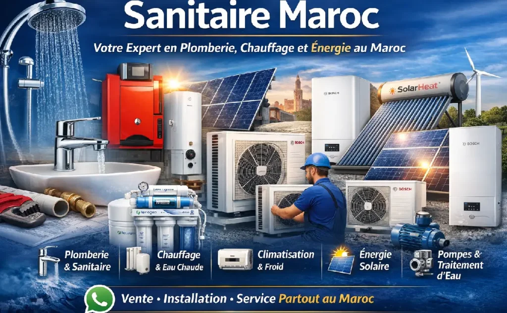 💧 Sanitaire Maroc : Votre Expert en Plomberie, Chauffage et Énergie au Maroc