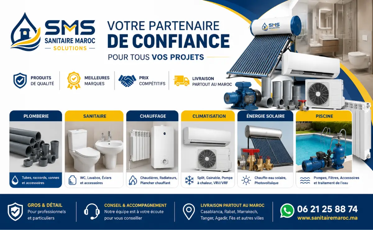 Sanitaire Maroc Solutions – Plomberie, Sanitaire, Chauffage & Climatisation
